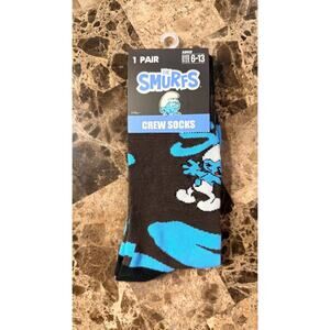 Smurfs Novelty Crew Socks 1 Pair Size 9-13 NWT